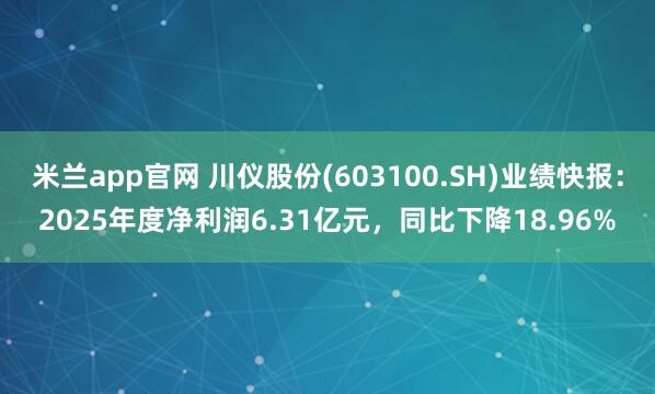 米兰app官网 川仪股份(603100.SH)业绩快报:2025年度净利润6.31亿元,同比下降18.96%