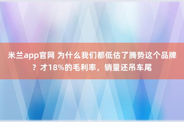 米兰app官网 为什么我们都低估了腾势这个品牌？才18%的毛利率，销量还吊车尾
