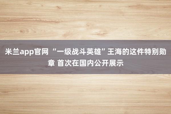 米兰app官网 “一级战斗英雄”王海的这件特别勋章 首次在国内公开展示