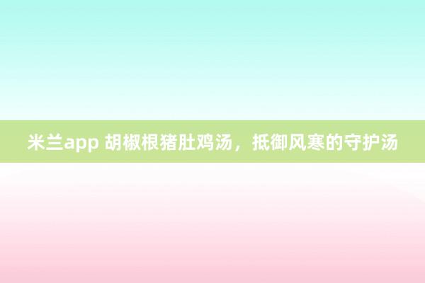 米兰app 胡椒根猪肚鸡汤，抵御风寒的守护汤