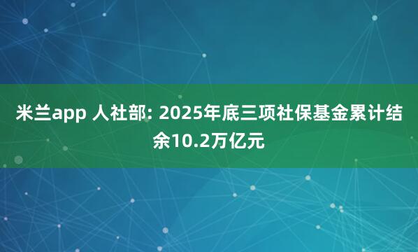 米兰app 人社部: 2025年底三项社保基金累计结余10.2万亿元