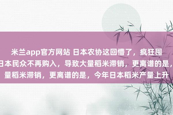 米兰app官方网站 日本农协这回懵了，疯狂囤积稻米炒作高价，结果日本民众不再购入，导致大量稻米滞销，更离谱的是，今年日本稻米产量上升