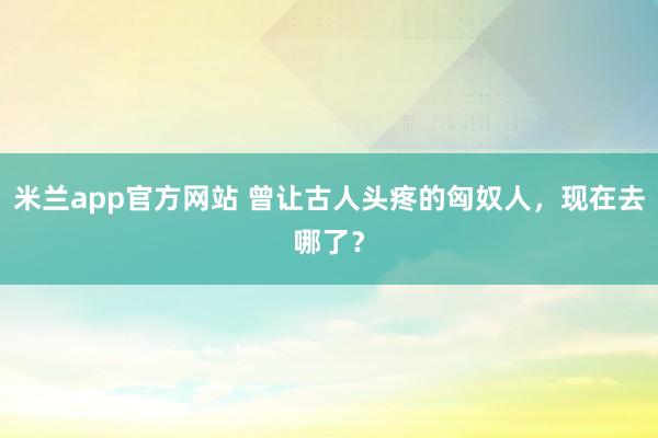 米兰app官方网站 曾让古人头疼的匈奴人，现在去哪了？