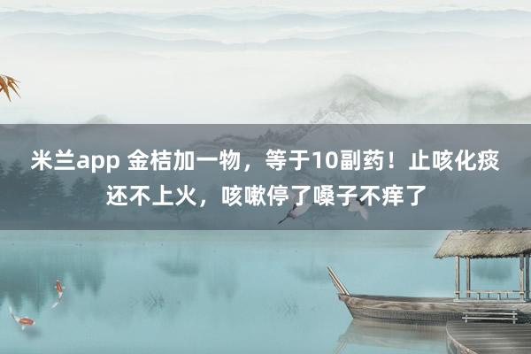 米兰app 金桔加一物，等于10副药！止咳化痰还不上火，咳嗽停了嗓子不痒了